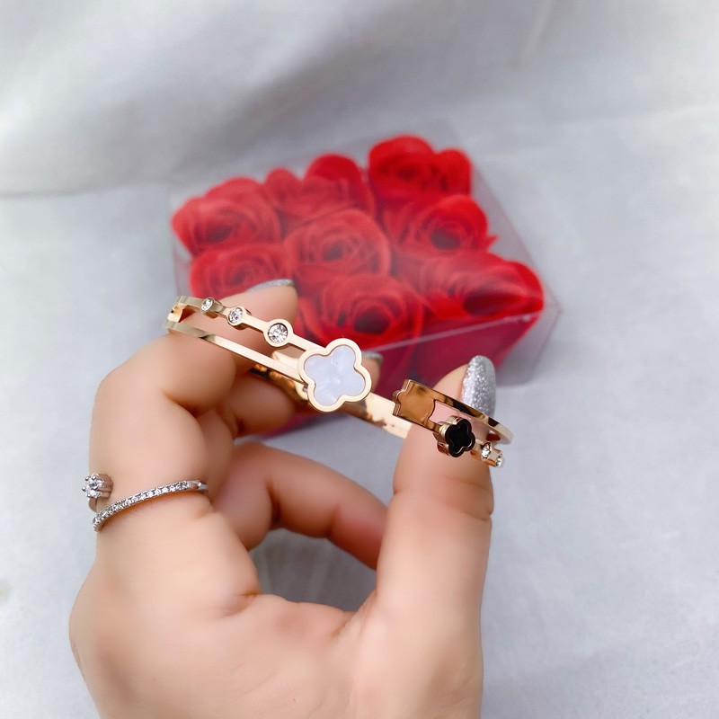 Vòng Tay Hai Lớp Bằng Thép Không Gỉ Cao Cấp Thiết Kế Đơn Giản Thời Trang Mới Cho Nữ