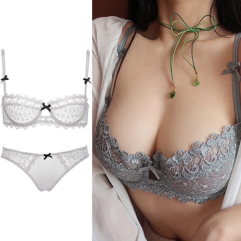 Bộ Đồ Lót Ren Hoa Siêu Mỏng Trong Suốt v015 Quyến Rũ Cho Nữ