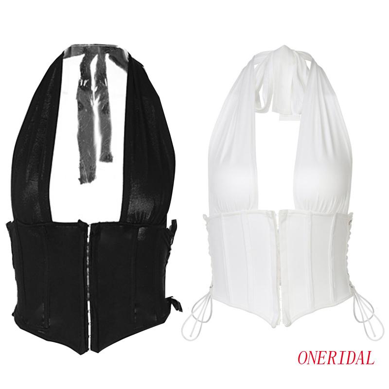 Áo Croptop Cổ Chữ U Khoét Sâu Không Tay Hở Lưng Gợi Cảm Cho Nữ