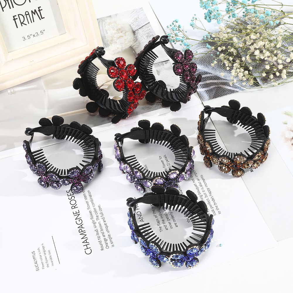 Kẹp Tóc Hình Hoa Đính Đá Phong Cách Retro Xinh Xắn Cho Nữ