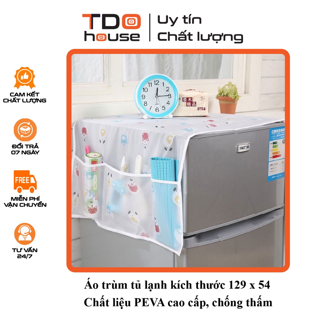 Áo trùm tủ lạnh, tấm phủ tủ lạnh đa năng tiện lợi chất liệu PEVA cao cấp chống thấm, chống bụi size 129x54 TDO