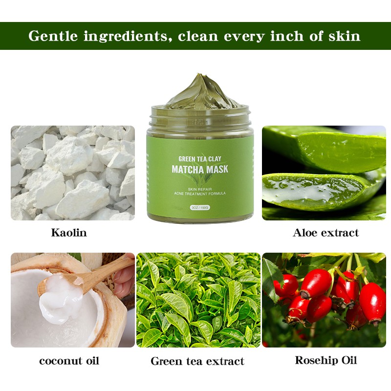 Mặt nạ đất sét trà xanh LIYAL'AN thành phần tự nhiên cao cấp dưỡng ẩm giải độc hiệu quả 150g