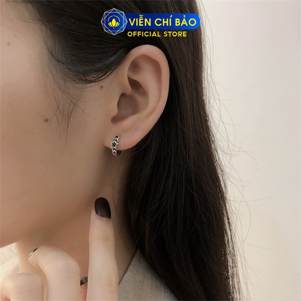 Bông tai bạc nữ hình sao đen chất liệu bạc 925 thời trang phụ kiện trang sức nữ Viễn Chí Bảo B000194