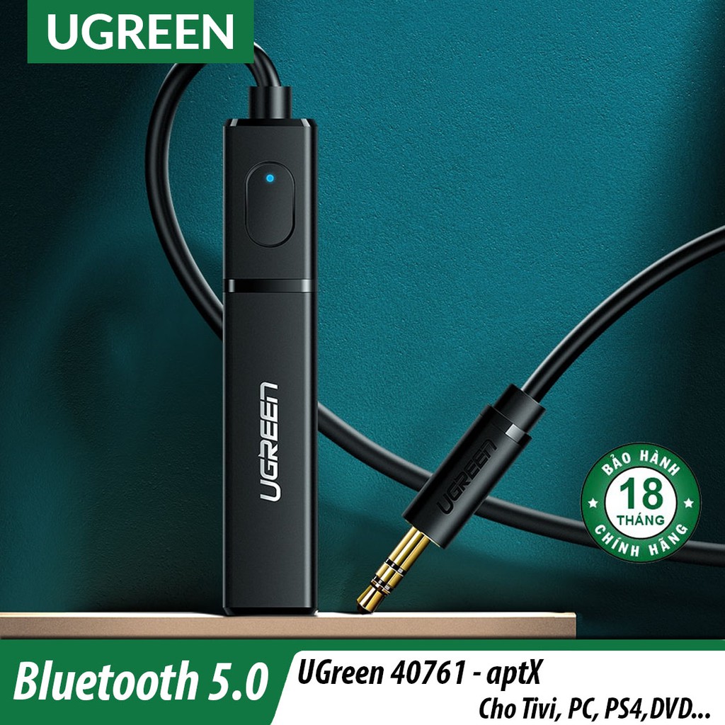 Bộ Phát Bluetooth 5.0 Cổng 3.5mm Cho Tivi, Máy Tính Ugreen 40761 Chính Hãng