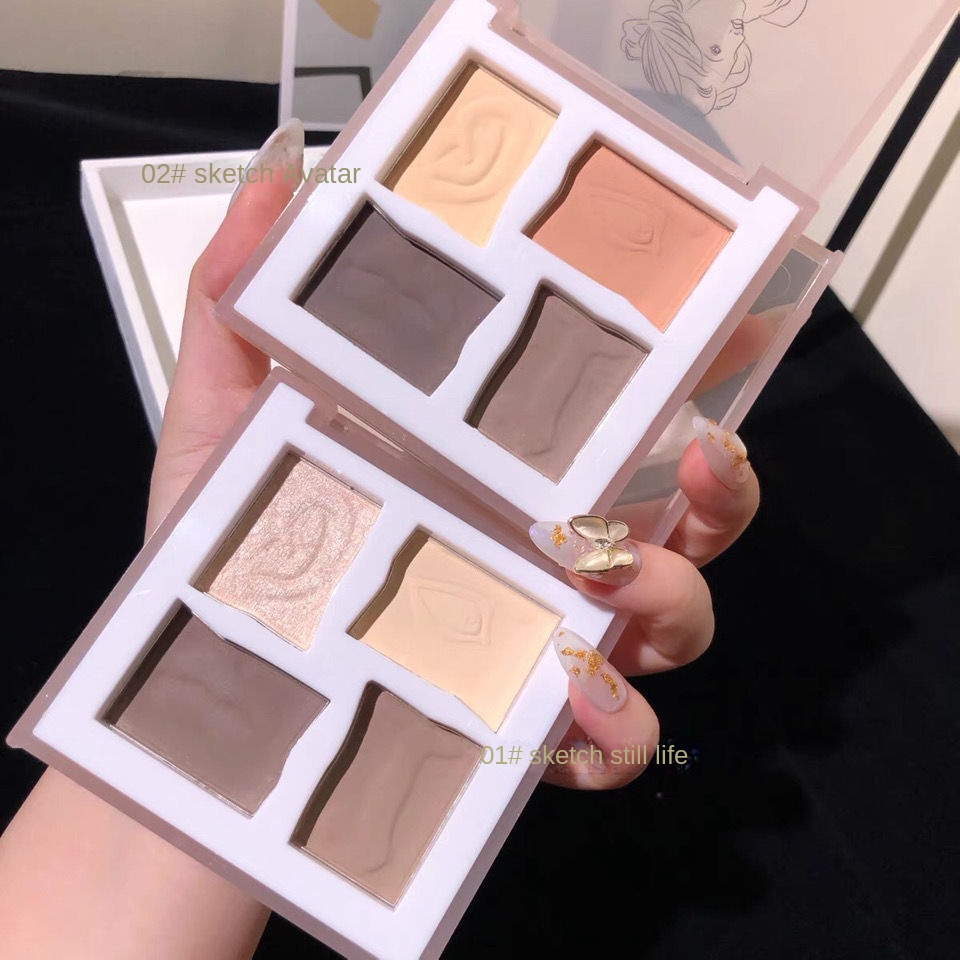 Bảng Phấn Bắt Sáng Bốn Màu Sắc Tạo Hiệu Ứng Lì / Ánh Nhũ Ba Chiều