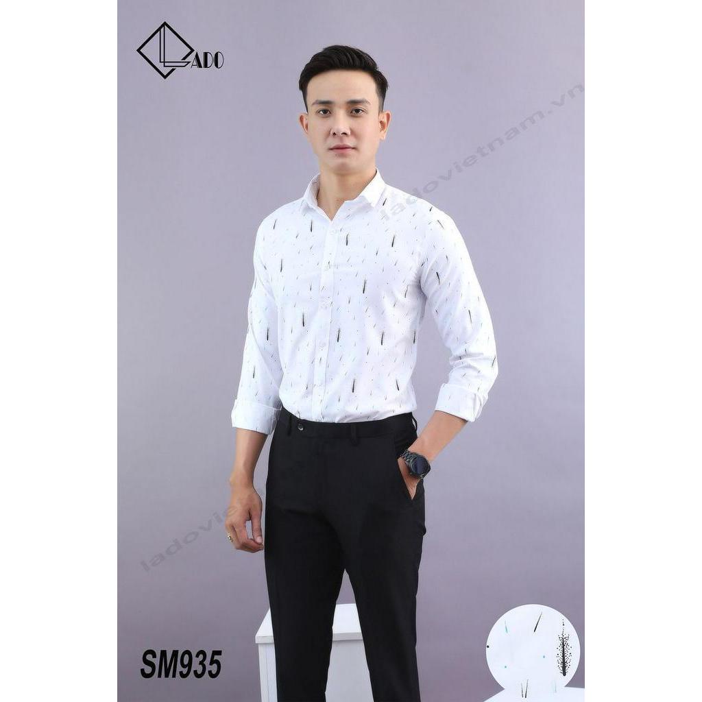 Áo sơ mi bamboo sao băng chấm bi dài tay không nhăn LADO 935