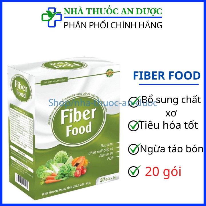 Chất xơ hòa tan Fiber Food rau diếp cá giảm táo bón ở trẻ em và người lớn , giảm trĩ táo bón hôp 20 gói x 3 gam