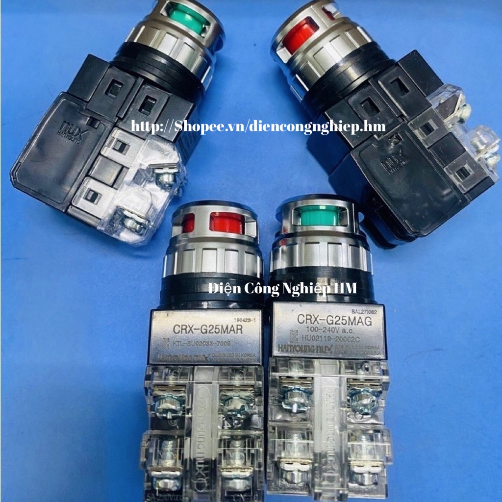 Nút Ấn Nhấn Phi 25 có đèn Hanyoung CRX-G25MAR, CRX-G25MAG, CRX-G25MAY Chính Hãng