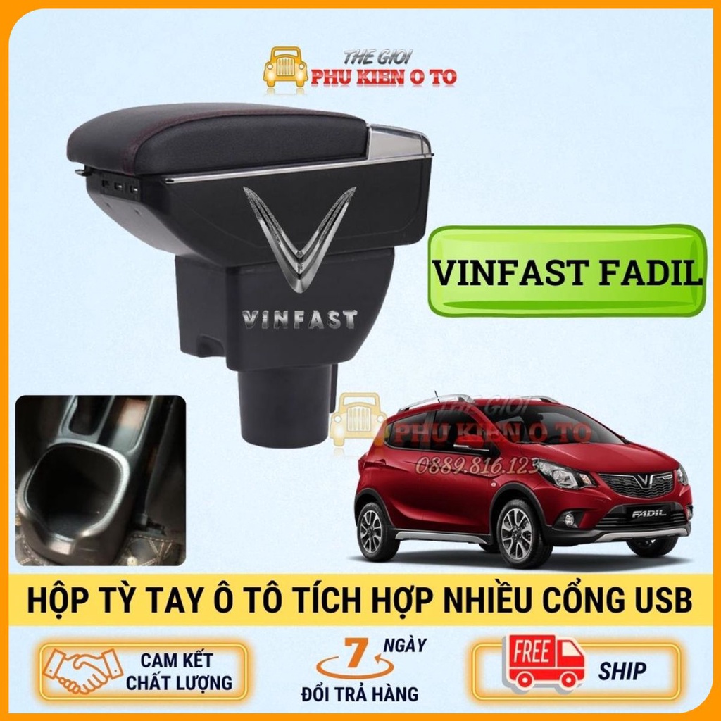 [Mã LIFEAUMAY giảm 10% tối đa 30k đơn 150k] Hộp tỳ tay xe Vinfast Fadil cao cấp tích hợp 7 cổng USB lắp đặt dễ dàng