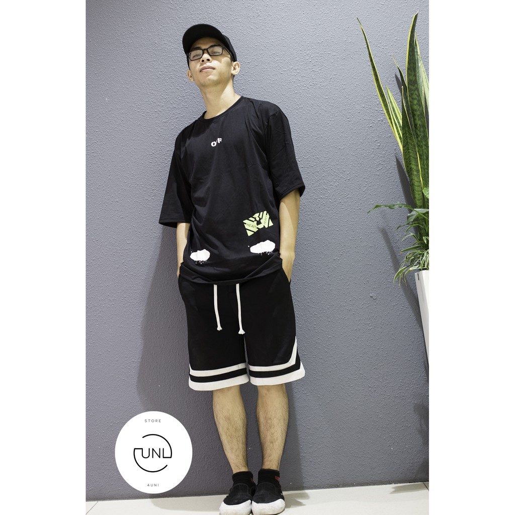 Combo đồ thể thao Áo thun off white + Quần short 2v unisex cao cấp / Quần short v line Beway | BigBuy360 - bigbuy360.vn