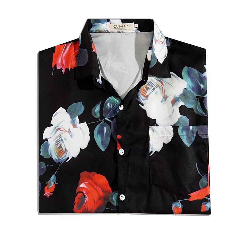 【M-3XL】Áo Sơ Mi Nam Cổ Thuyền Dáng Rộng Phong Cách Hip Hop Thời Trang Mùa Hè Mới Size Lớn Phong Cách Nhật Bản