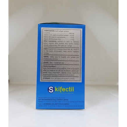 SKIFECTIL  Viên uống giúp hạn chế quá trình lão hóa,  da mịn màng, giảm nếp nhăn, giảm nám sạm  L-CYSTINE