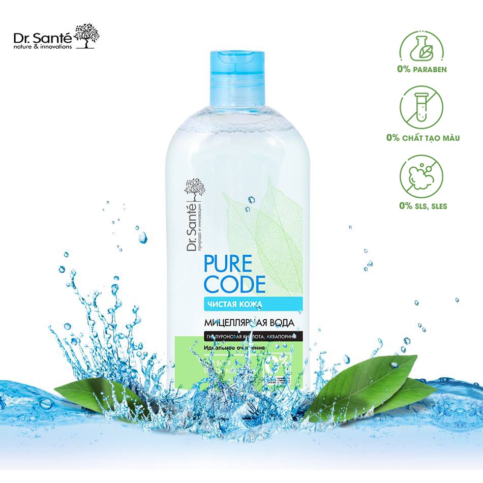 Nước Tẩy Trang Micellar Dr.Sante Pure Cоde Dành Cho Mọi Loại Da, Da Thường, Da Khô Nhạy Cảm 500ml