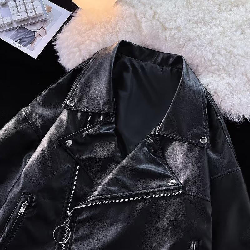 Áo Khoác Da Cao Cấp Thời Trang Đường Phố Cá Tính Dành Cho Nam áo Khoác From RộNg áo Khoác Nam Đen áo Khoác Jacket Nữ