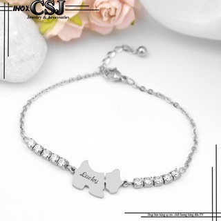 Lắc vòng tay inox nữ hình chó con - cún may mắn bảo hành không đen vĩnh viễn