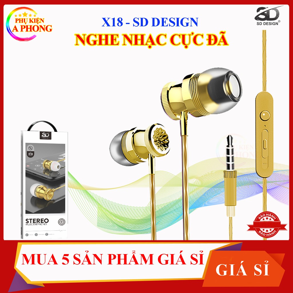 [Sỉ từ 5 sản phẩm] Tai nghe băng giá X18 chính hãng SD Design - ✅ Âm thanh hay, bass tốt ✅ Rẻ - đẹp - chất lượng