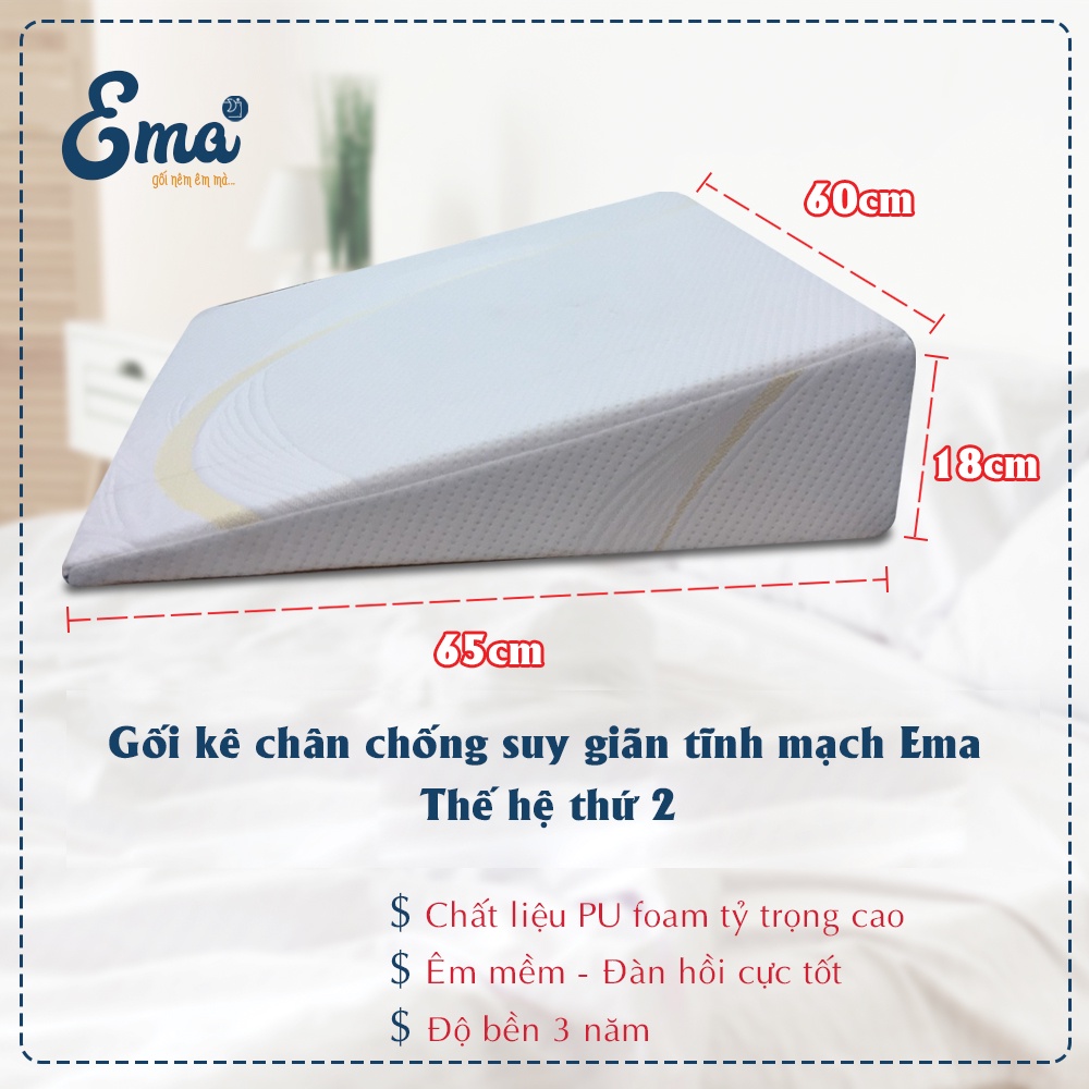 Gối gác chân giãn tĩnh mạch EMA - Cải tiến nằm nghiêng thoải mái - Cao vừa phải không ảnh hưởng tuần hoàn máu đến chân