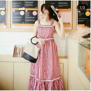 ĐẦM MAXI CARO ĐỎ