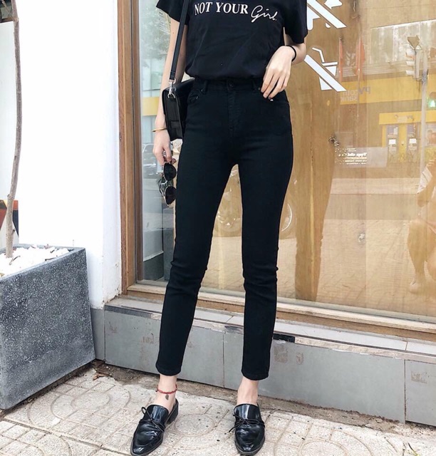 Quần skinny 9 tấc trơn trắng/đen
