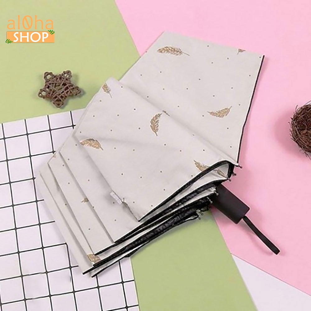 Ô dù gấp gọn hình lông vũ chống tia UV, chống mưa, chống nắng - al0ha Shop