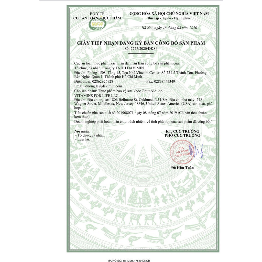 Viên uống hỗ trợ bệnh gút Gout Aid Vitamins For Life 30 Viên - Tart Cherry Goutaid hỗ trợ giảm acid uric