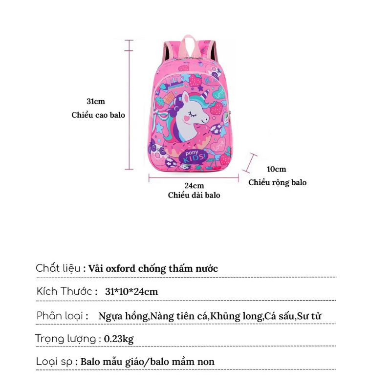 Ba lô hoạt hình dễ thương cho bé mẫu giáo 3-6 tuổi