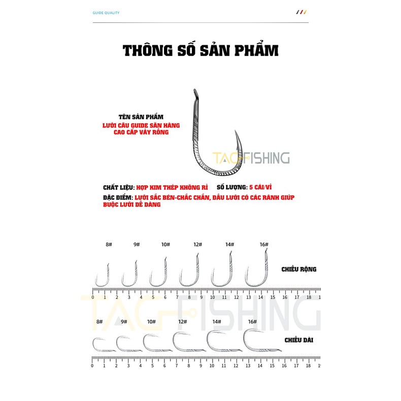 Lưỡi Câu Guide Săn Hàng Cao Cấp - VẢY RỒNG ( 5 cái/vỉ )
