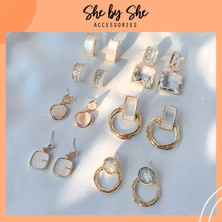 Khuyên tai bông tai nữ titan gắn đá phong cách Hàn Quốc thiết kế độc đáo, cá tính (Ảnh thật) SHEBYSHE - K11