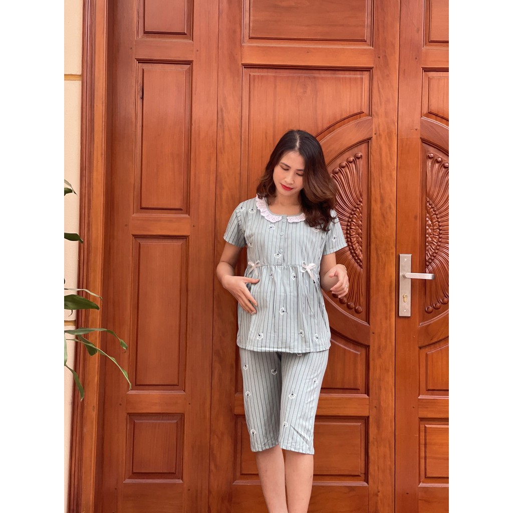 Bộ đồ bầu LỬNG HỌA TIẾT HOA CÚC cổ bèo siêu xinh BN820