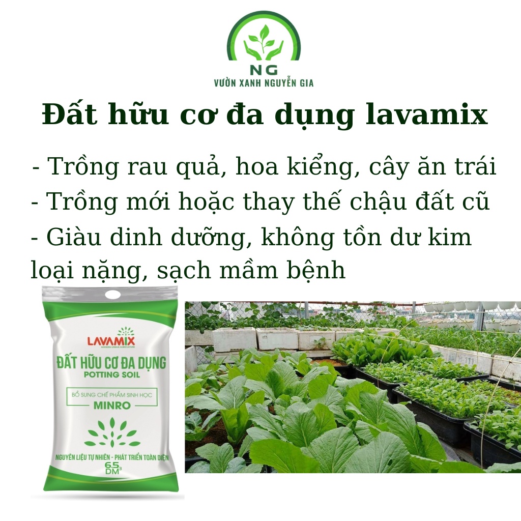 Đất hữu cơ đa dụng lavamix túi 6.5dm3. Trồng rau quả, hoa kiểng