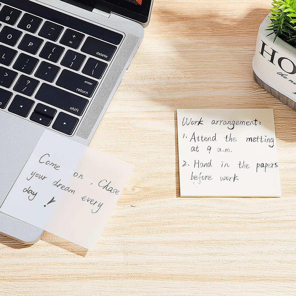 Set 50 Tờ Giấy Ghi Chú Tự Dính Trong Suốt Không Thấm Nước