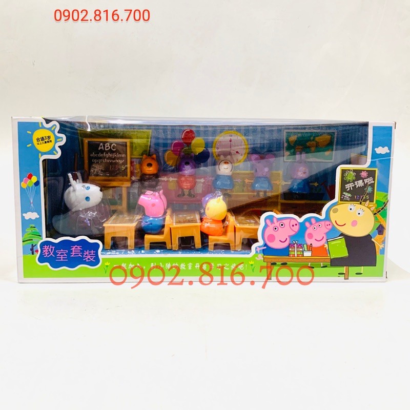 Đồ chơi lớp học heo peppa pig 10 nhân vật cho bé