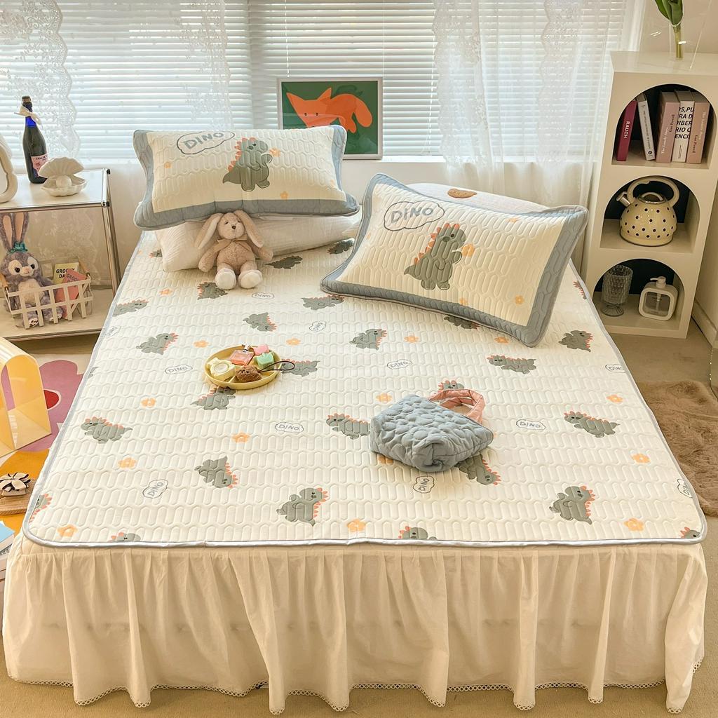 Chiếu iCool kèm 2 vỏ gối chiếu điều hòa cao su non chần vân tim dày 7mm mát mịn Mịn Decor