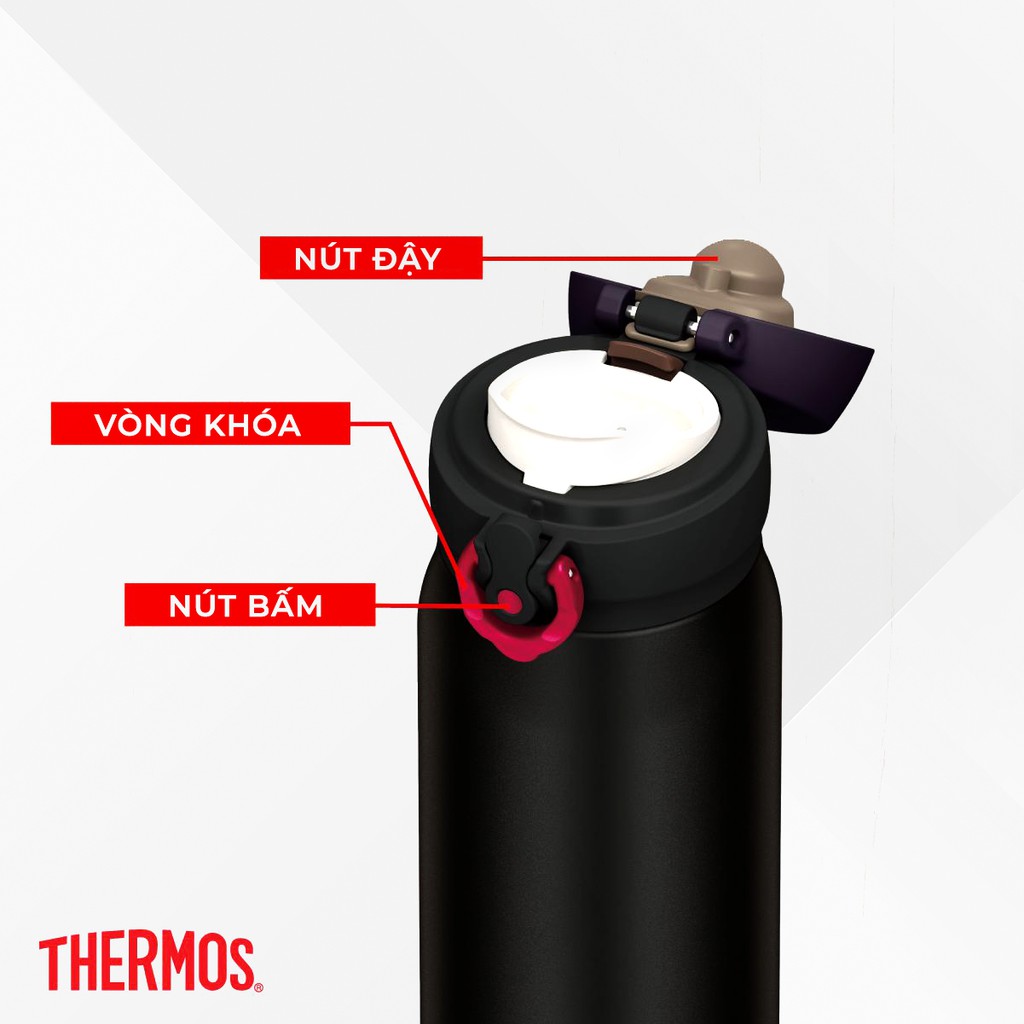 Bình giữ nhiệt số 1 Nhật Bản  Thermos nút bấm 750ml. Trọng lượng siêu nhẹ, Chất liệu thép không gỉ. Hàng chính hãng 100%