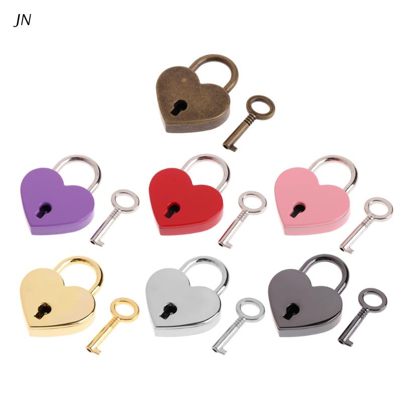 Ổ Khóa Mini Hình Trái Tim Bằng Kim Loại Kèm Chìa Khóa Trang Trí Hộp Đựng Chìa Khóa Cho Cặp Đôi/Học Sinh