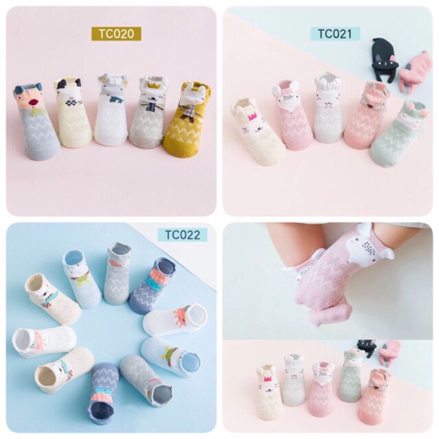 Set 5 đôi tất lưới SKIDS Tiny cho bé (giao màu ngẫu nhiên theo giới tính)