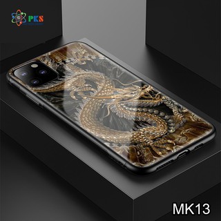 Ốp lưng iPhone 11 Pro Max in 3D hình rồng mặt lưng kính sáng bóng