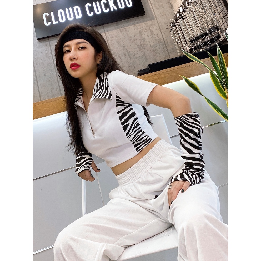 Áo Crop top Tay Có Thể Tách Rời Phong Cách Zebra - Mã Số: CR0120