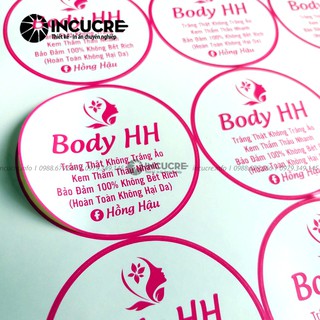 Tem decal giấy tròn 6cm - sl 1000 tem