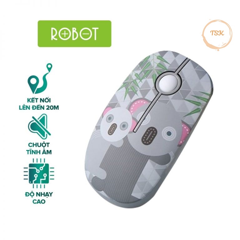 🐭🐭🐭🐭 Chuột Không Dây Tĩnh Âm 2.4Ghz ROBOT M330 Họa Tiết 🐭🐭🐭🐭