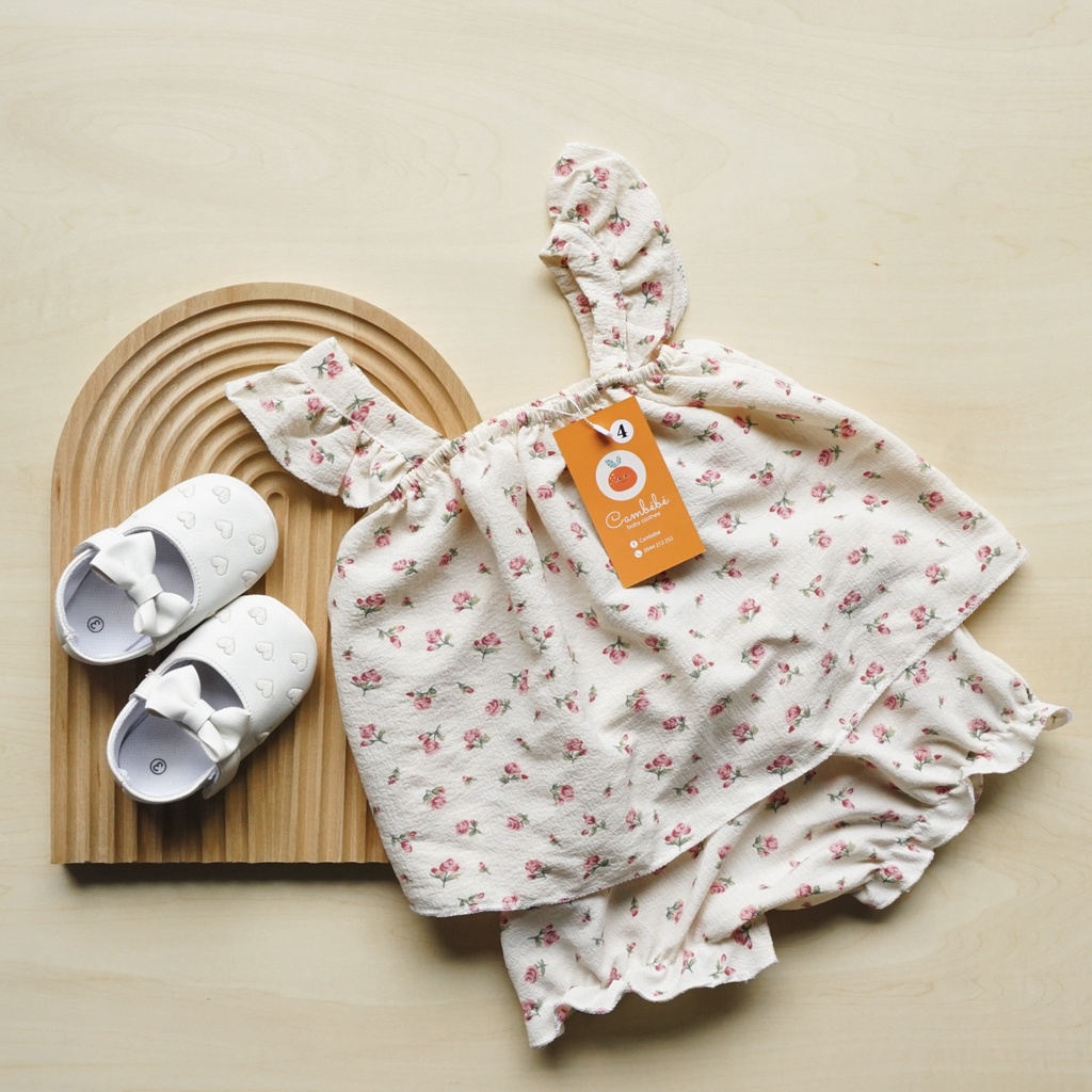 Set quần áo hoa nhí, Đồ bộ bé gái quần áo cánh tiên vải đũi- bộ cánh tiên bé gái xinh xắn cho bé hàng đẹp mã B