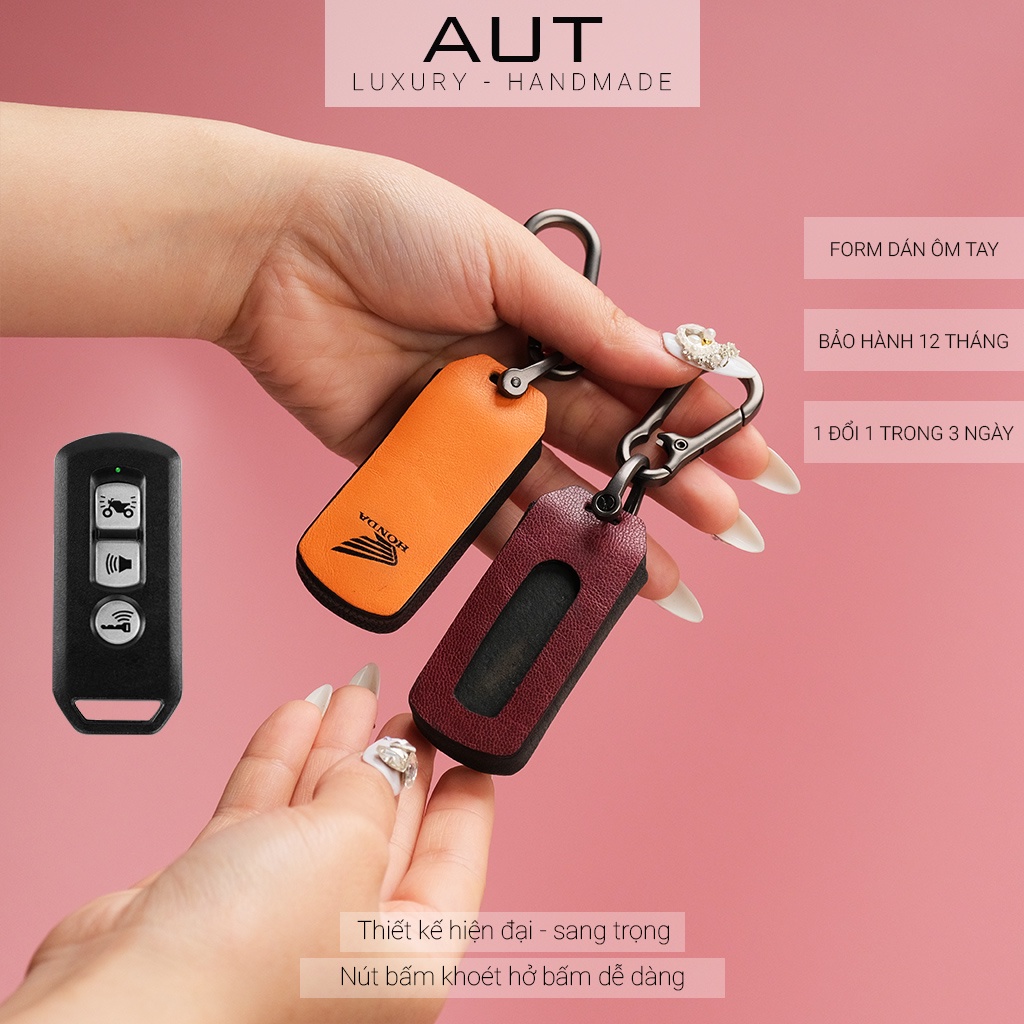 Ví da đựng chìa khóa smartkey Honda SH Pcx SH Mode Cub Adv da bò khâu tay SHKV CD có tay cầm