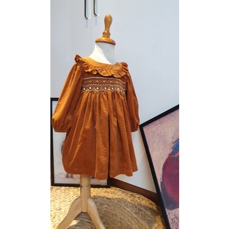 Váy smock nhung tăm cotton 2 màu