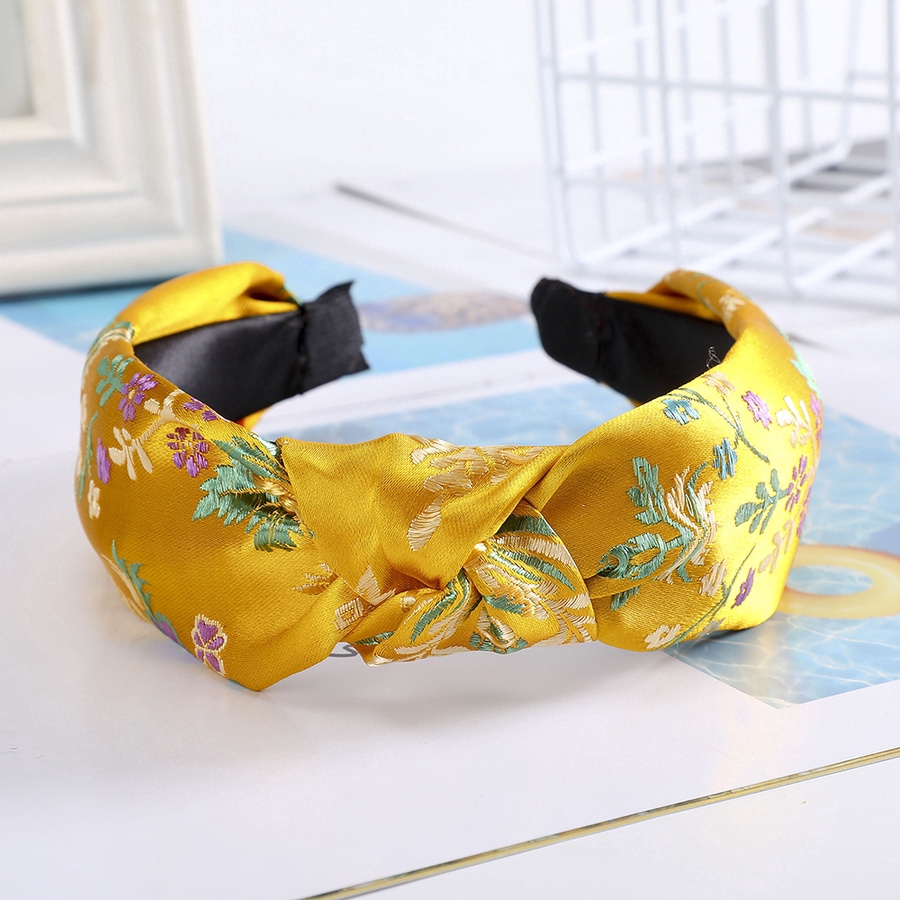 Retro Embroidery Headband Women Chinese Style Knot Wide-brimmed Stain Hairband Female Headwear