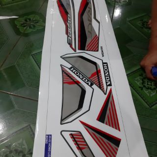 Tem rời wave blade đỏ bạc dán xe đen
