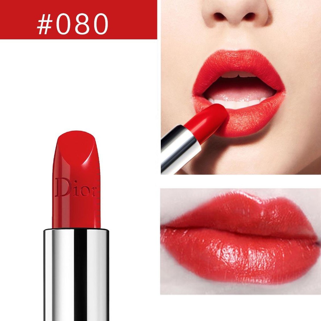 Son Dior 080 Red Smile Đỏ Tươi Sang Trọng, son dưỡng Dior Addict 441 Cam Nhạt