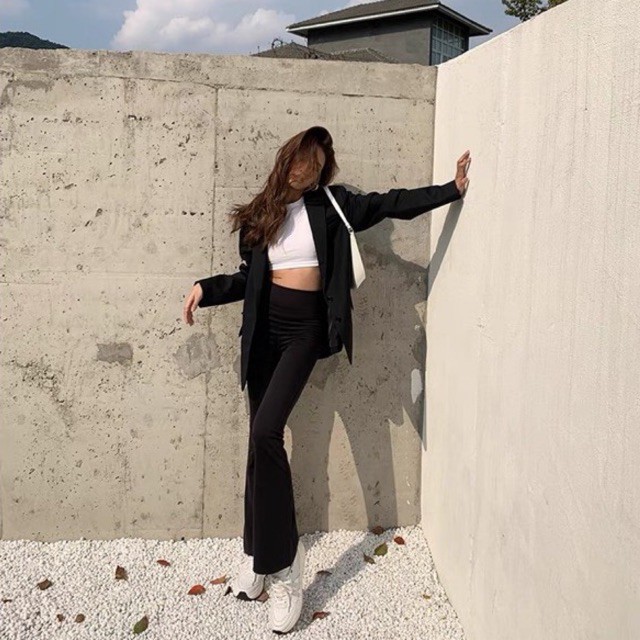 Quần ống loe Flare Pants Trendy poly Hàn comfy nâng mông che khuyết điểm đùi to tôn kéo dáng  (   Hàng có sẵn   ) | BigBuy360 - bigbuy360.vn