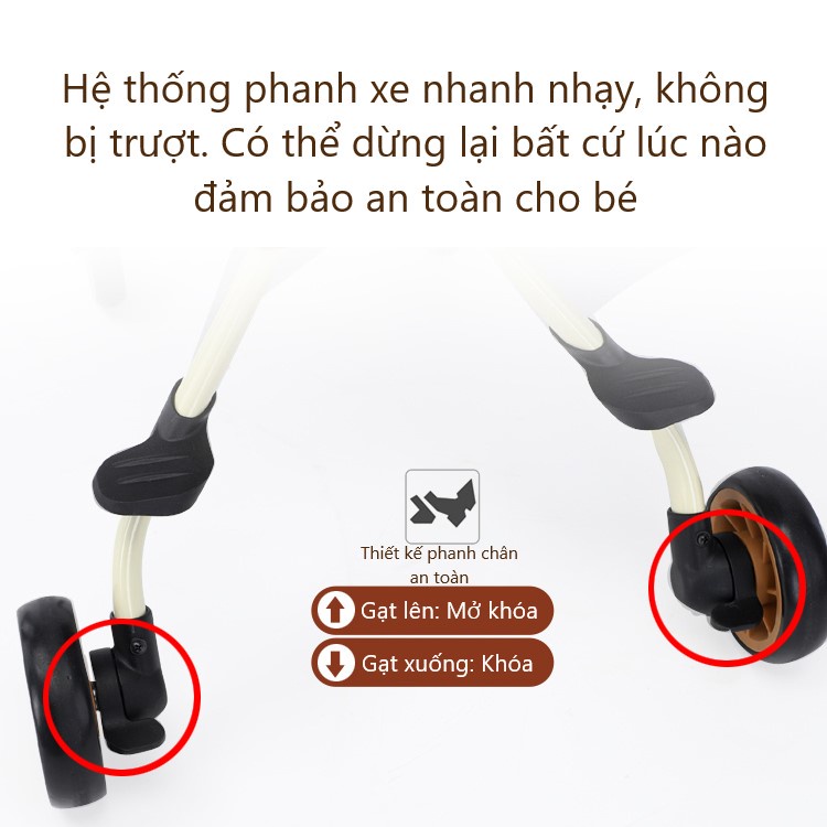 Xe Đẩy Cho Bé Vovo VO-0206 Gấp Gọn Dễ Dàng Tiết Kiệm Không Gian