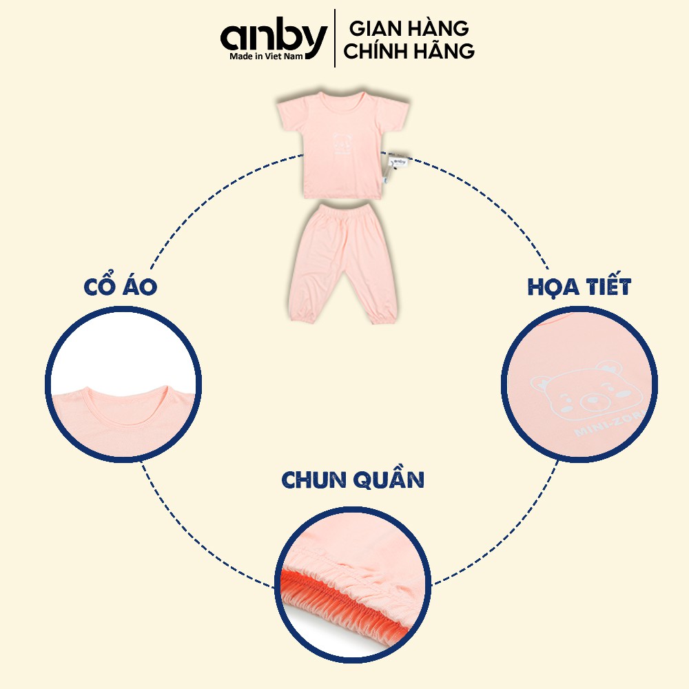 Quần áo trẻ em ANBY bộ cộc tay alibaba hình gấu chất vải thun lạnh cho bé trai và