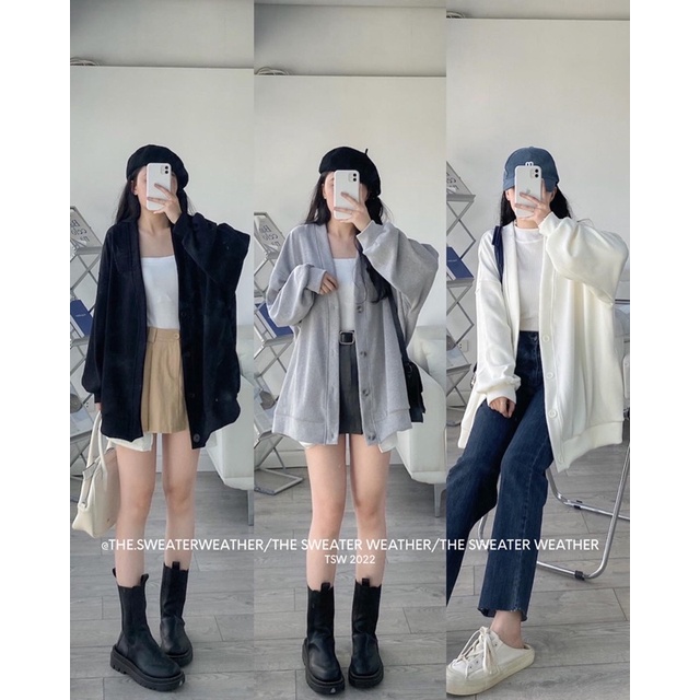 Áo khoác cardigan nỉ tăm oversize the.sweaterweather TSW